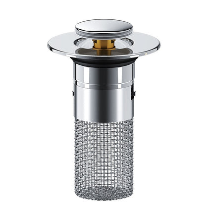 Premium Stainless Steel Sink Drain Filter - Pop-Up Basin Plug Stopper with Hair Catcher