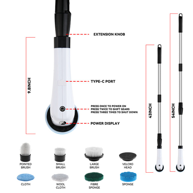 7-in-1 Electric Cleaning Brush - Multi-Functional Power Scrubber