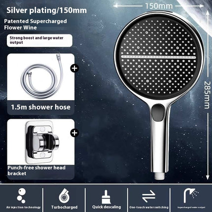 High-Pressure Shower Head Set - 15cm Panel with Bracket & Hose