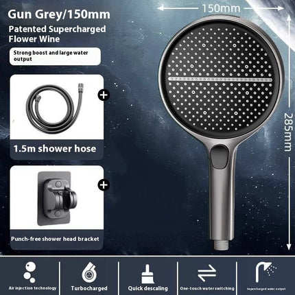 High-Pressure Shower Head Set - 15cm Panel with Bracket & Hose