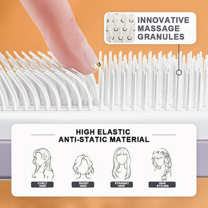 Self-Cleaning Anti-Static Hair Brush - Massage Detangling Comb