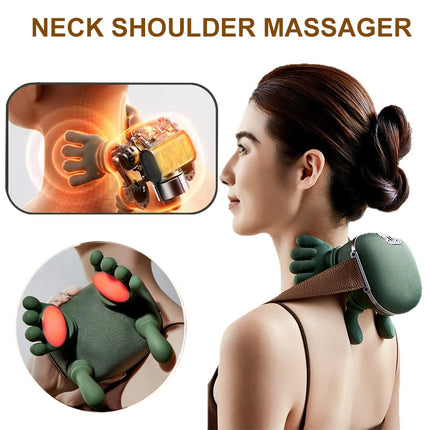 Electric Neck & Shoulder Massager - Wireless 4D Kneading with Heat